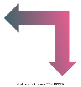 Left and Down Way Arrow Icon Gradient