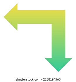 Left and Down Way Arrow Icon Gradient