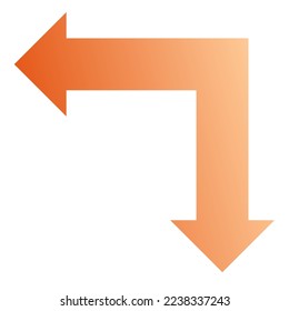 Left and Down Way Arrow Icon Gradient