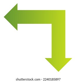 Left and Down Way Arrow Icon Gradient
