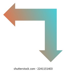 Left and Down Way Arrow Icon Gradient