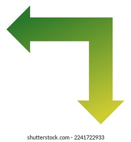 Gradiente de icono de flecha de dirección izquierda y baja