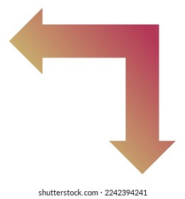 Left and Down Way Arrow Icon Gradient