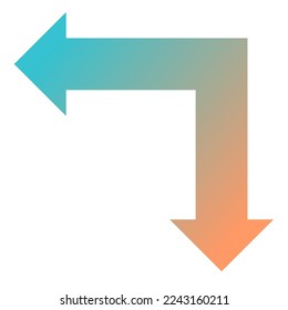 Gradiente de icono de flecha de dirección izquierda y baja
