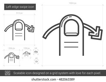Left edge swipe vector line icon isolated on white background. Left edge swipe line icon for infographic, website or app. Scalable icon designed on a grid system.