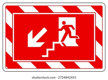 Sinal De Símbolo De Escada Para A Esquerda E Para Baixo, Ilustração De Vetor, Isolar No Rótulo De Plano De Fundo Branco. EPS10 