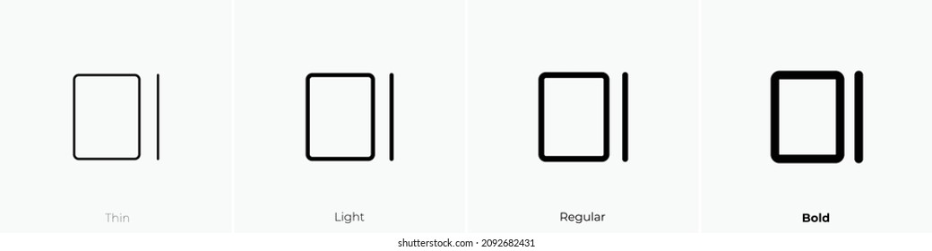 left expand icon. Thin, Light Regular And Bold style design isolated on white background