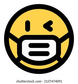 Left eye wink emoji wearing the mask