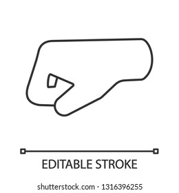 Left fist emoji linear icon. Thin line illustration. Left-facing fist. Fist-bump. Brofist. Contour symbol. Vector isolated outline drawing. Editable stroke
