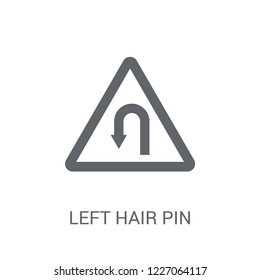 Left hair pin sign icon. Trendy Left hair pin sign logo concept on white background from Traffic Signs collection. Suitable for use on web apps, mobile apps and print media.