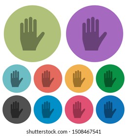 Left hand darker flat icons on color round background