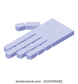 Left hand is extending, showing the palm and four fingers and a thumb in an isometric 3d style