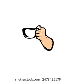left hand holding a cup vector illustration