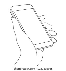 Mano izquierda sosteniendo un smartphone