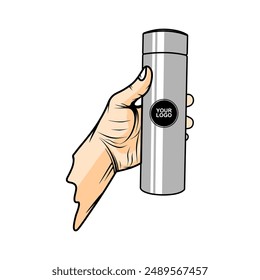 mano izquierda sosteniendo una Ilustración vectorial de vaso