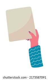 left hand with paper icon isolated