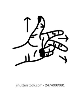 Left Hand Rule Glyph Icon, Vector illustration
