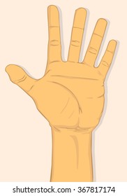 Left hand show five fingers. vector and illustration design 