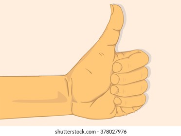 Left hand show thumbs up.vector and illustration design