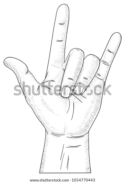 Left Hand Sign Rock N Roll Stock Vector Royalty Free 1054770443