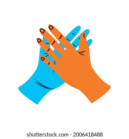 left hand together isolated icon