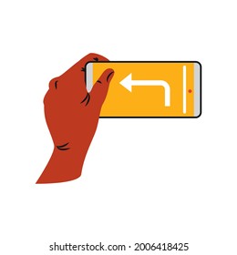 left hand using phone isolated icon