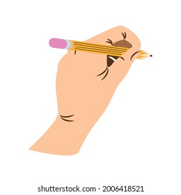 escritura a mano izquierda con un icono aislado de lápiz