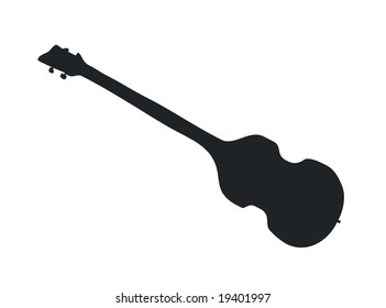 left handed electric bass guitar silhouette vector illustration