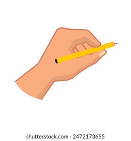 left handed holding pencil writing isolated