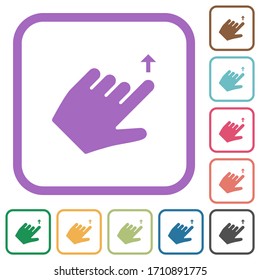 Left handed move up gesture simple icons in color rounded square frames on white background