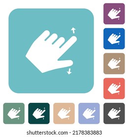 Left handed pinch open gesture white flat icons on color rounded square backgrounds