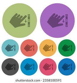 Left handed scroll down gesture darker flat icons on color round background