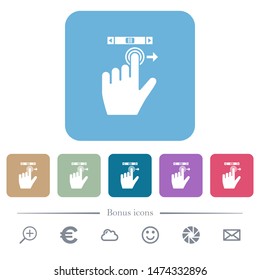 left handed scroll right gesture white flat icons on color rounded square backgrounds. 6 bonus icons included