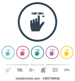 left handed scroll right gesture flat color icons in round outlines. 6 bonus icons included.