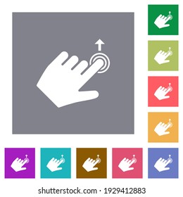 Iconos planos de desplazamiento hacia arriba a la izquierda en fondo cuadrado de color sencillo