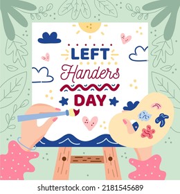 Left Hander's Day Illustration Vector Graphics Of left handwriting Perfect For day