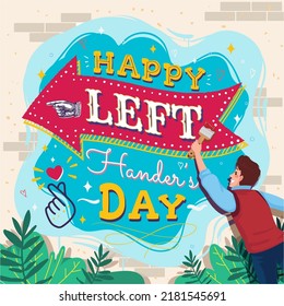 Left Hander's Day Illustration Vector Graphics Of left handwriting Perfect For day