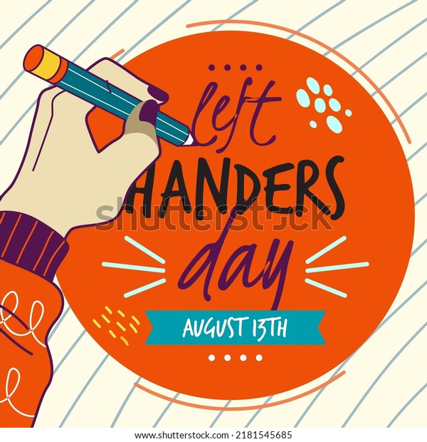 Left Hander\'s Day Illustration Vector\
Graphics Of left handwriting Perfect For\
day