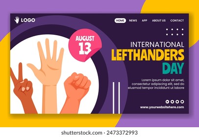 Left Handers Day Social Media Landing Page Cartoon Hand Drawn Templates Background Illustration