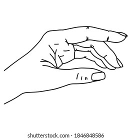 Left hands. realistic gestures hand shape. black ley stroke logo graphic art design isolated on white.Hand drawn linear sketch. Black silhouette on white background.