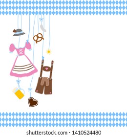 Left Hanging Oktoberfest Symbols And Diamond Pattern Borders