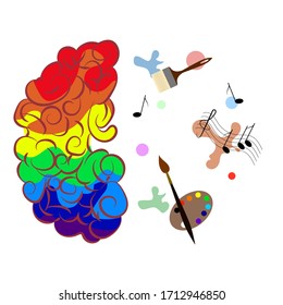 The left hemisphere of the human brain. Vector
