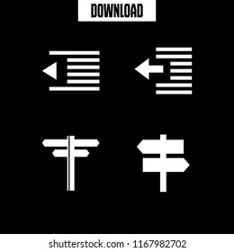 left icon. 4 left vector set. left indent, directions arrows and two opposite arrows signal icons for web and design about left theme