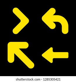 left icons set with upper left arrow, directional left arrow symbol and right arrow angle vector set