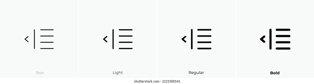 left indent alt icon. Thin, Light Regular And Bold style design isolated on white background