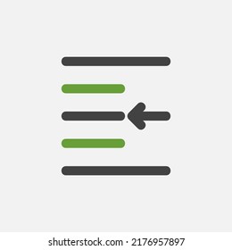 Left indent icon in flat style about text editor, use for website mobile app presentation