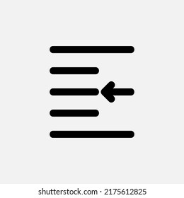 Left indent icon in line style about text editor, use for website mobile app presentation