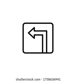 Left intersection vector icon  in black line style icon, style isolated on white background