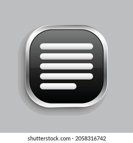left justify icon design. Glossy Button style rounded rectangle isolated on gray background.. Vector illustration