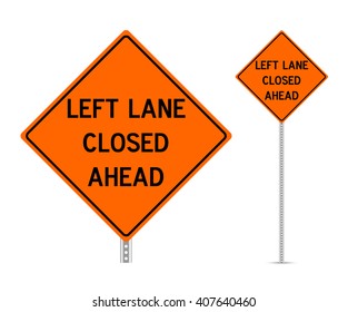 Left Lane Closed Ahead Traffic Sign Vector  